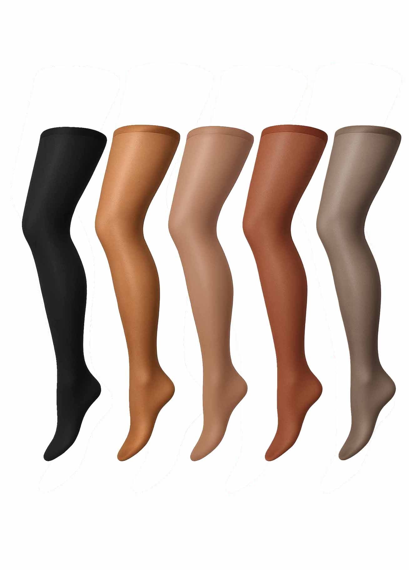 Aurellie Classic Sheer 15 Denier Tights – 3-Pack, UK Sizes 6-18, Multipack Colors (Black, Tan, Nude, Grey)