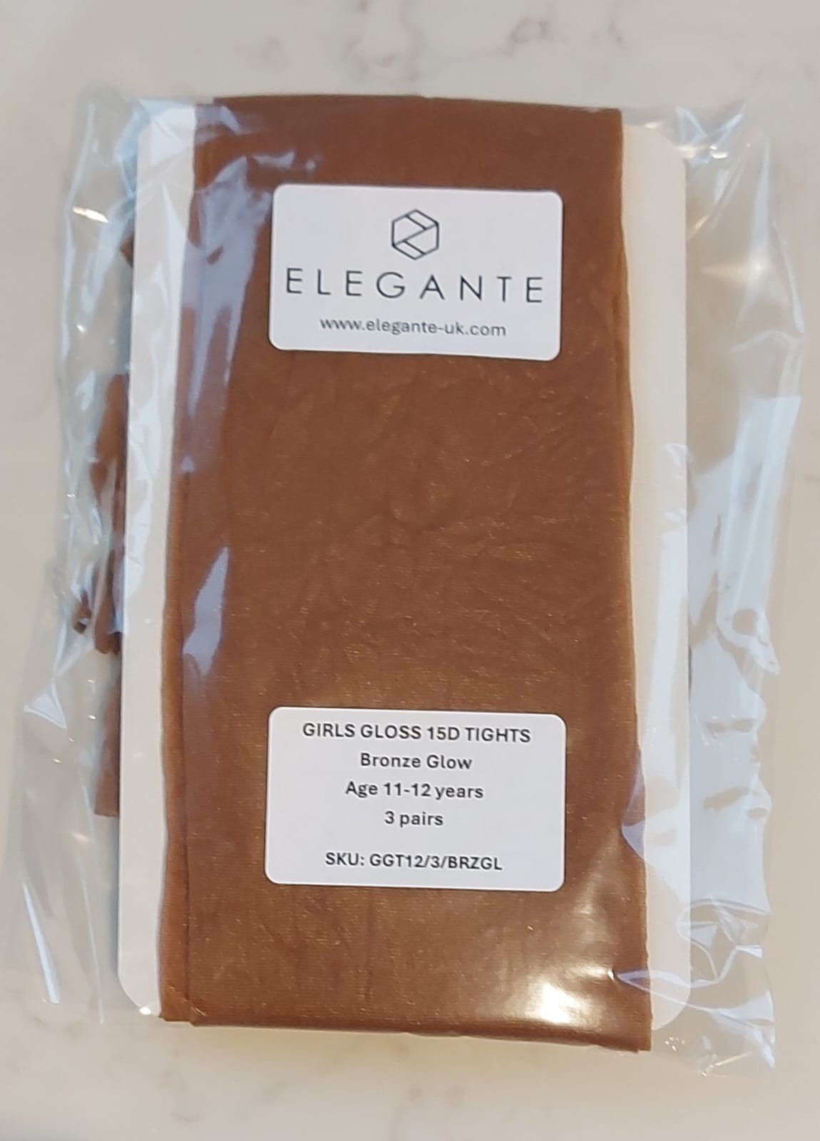 Girls Gloss Tights, 15D, Bronze Glow